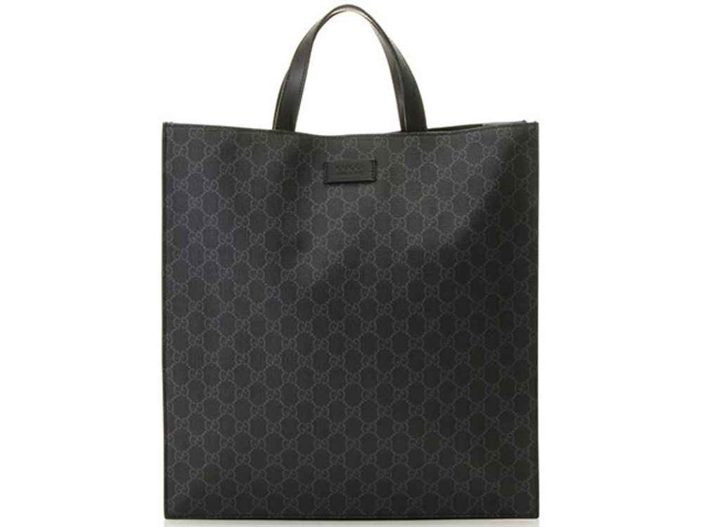 Gucci GG Supreme Tote Bag Black Calfskin